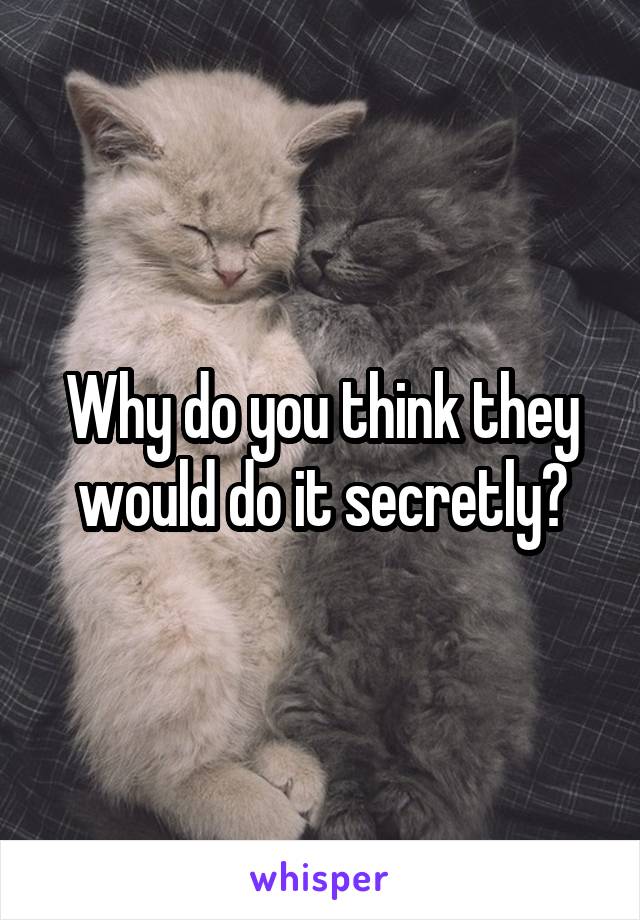 Why do you think they would do it secretly?