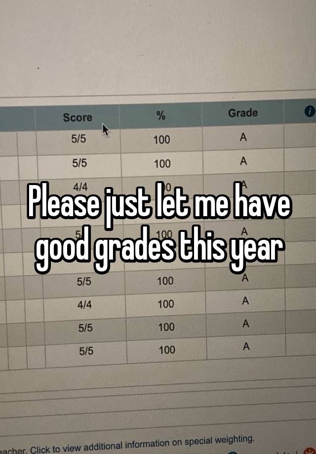 Please just let me have good grades this year