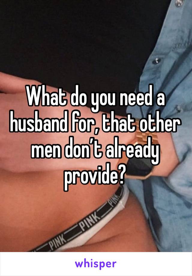 What do you need a husband for, that other men don’t already provide?