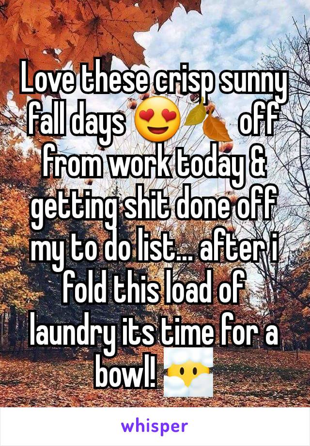 Love these crisp sunny fall days 😍🍂 off from work today & getting shit done off my to do list... after i fold this load of laundry its time for a bowl! 😶‍🌫️