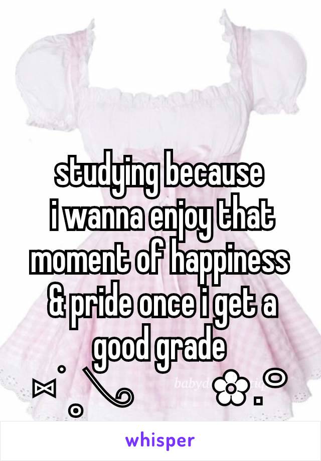 studying because
 i wanna enjoy that moment of happiness
 & pride once i get a good grade
⑅ ׁ ˳𓂅            ✿ .꒪