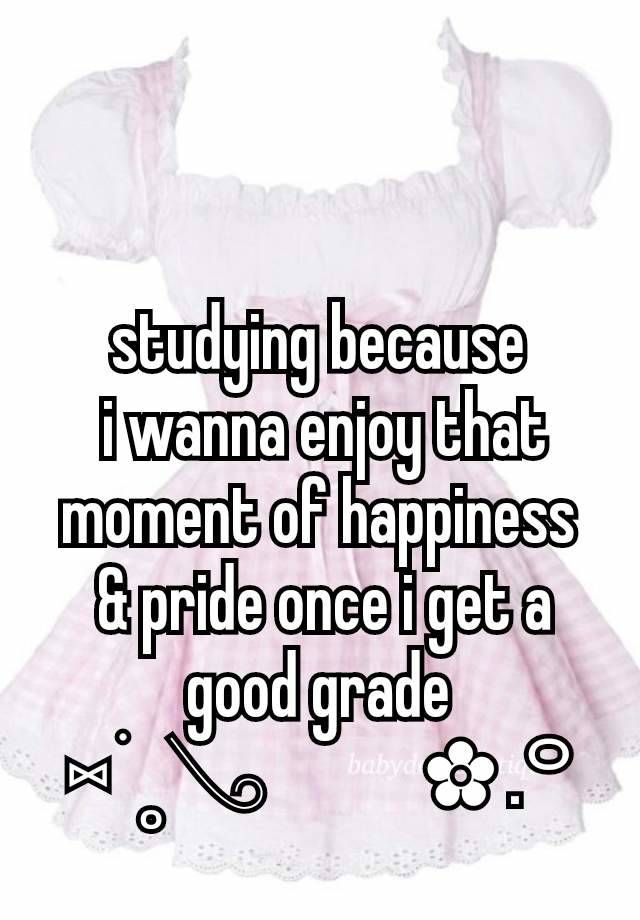 studying because
 i wanna enjoy that moment of happiness
 & pride once i get a good grade
⑅ ׁ ˳𓂅            ✿ .꒪