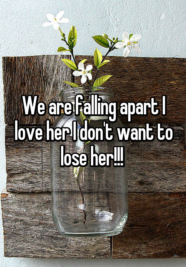 We are falling apart I love her I don't want to lose her!!! 