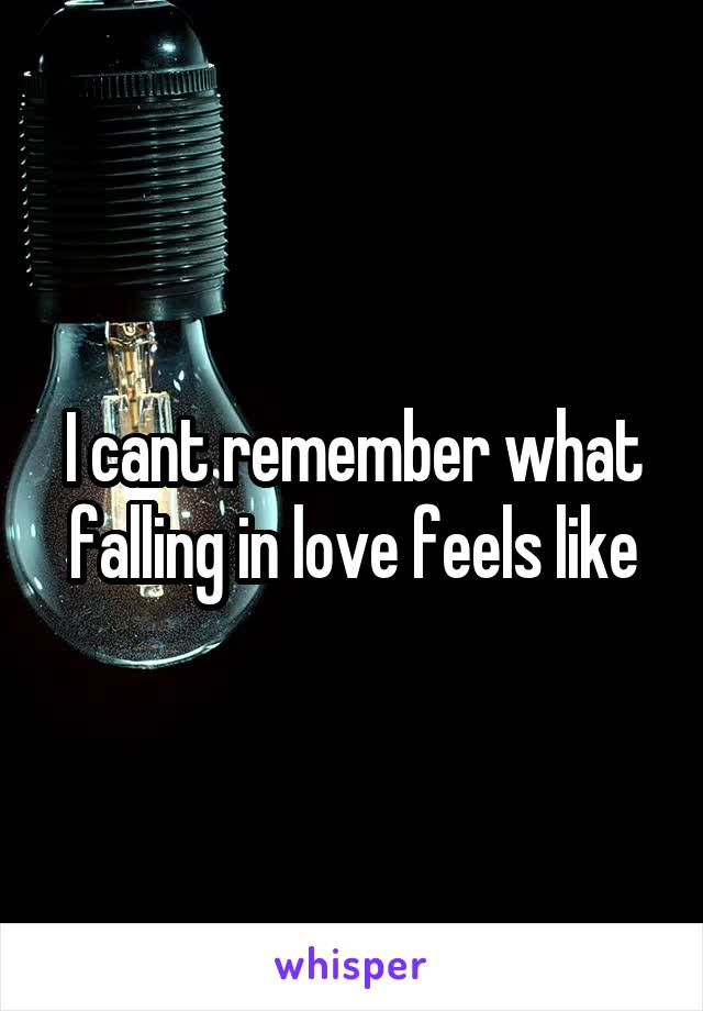 I cant remember what falling in love feels like