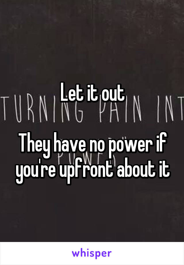 Let it out

They have no power if you're upfront about it