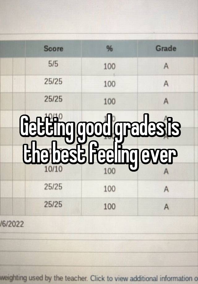 Getting good grades is the best feeling ever