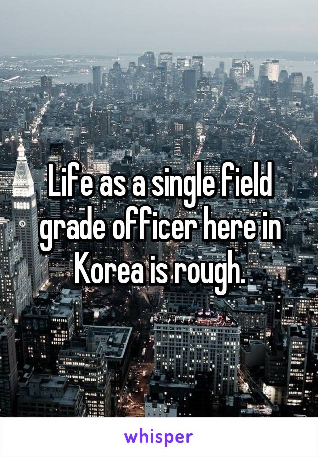 Life as a single field grade officer here in Korea is rough.