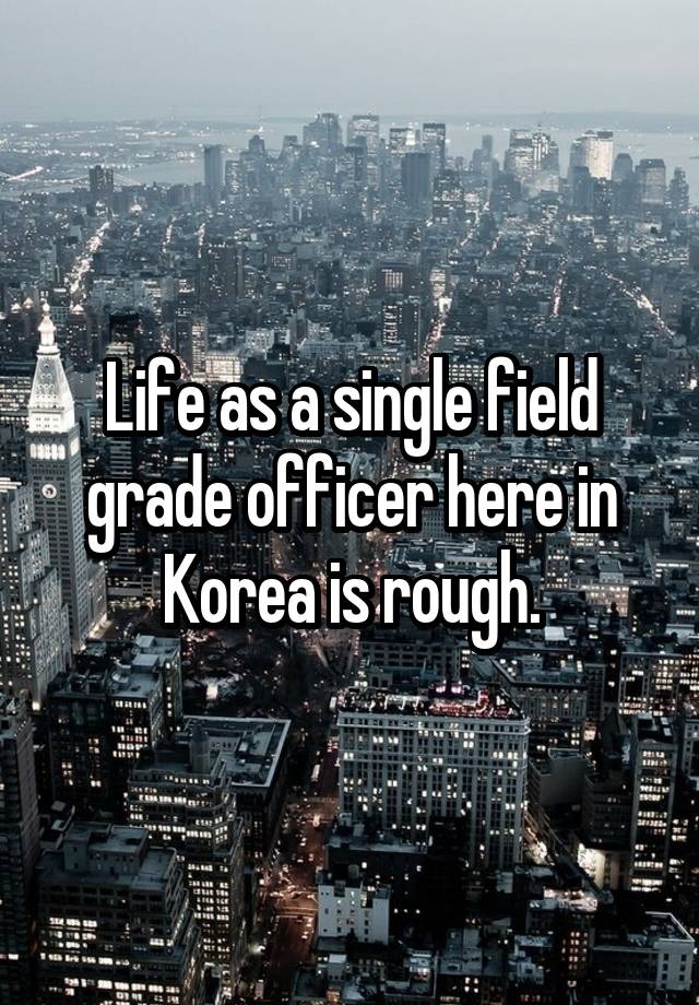 Life as a single field grade officer here in Korea is rough.