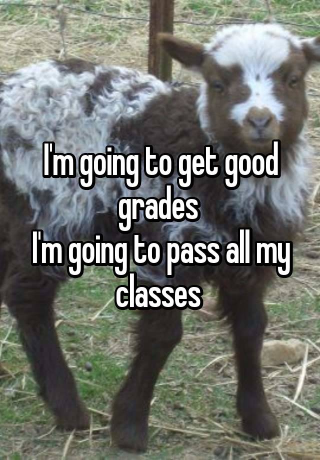 I'm going to get good grades 
I'm going to pass all my classes 