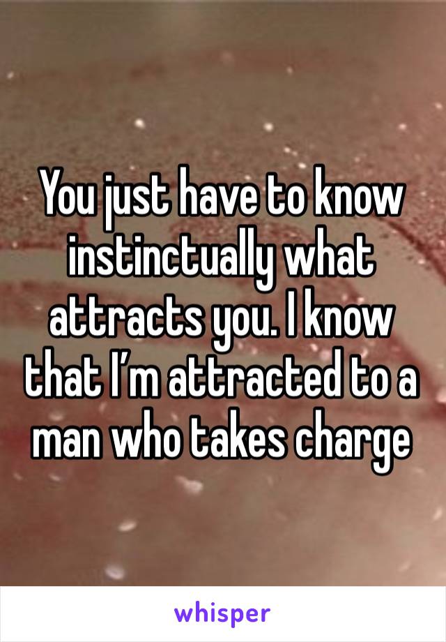 You just have to know instinctually what attracts you. I know that I’m attracted to a man who takes charge