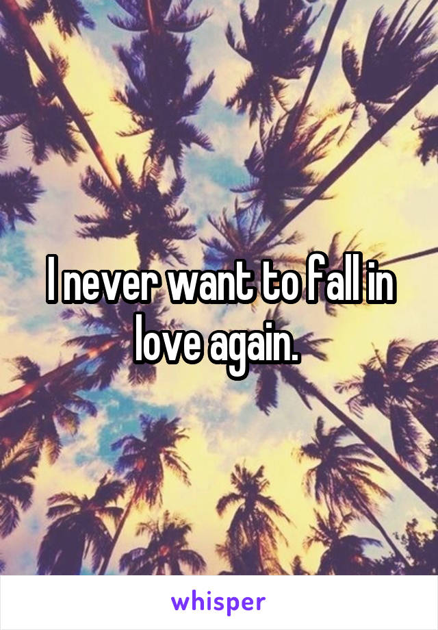 I never want to fall in love again. 