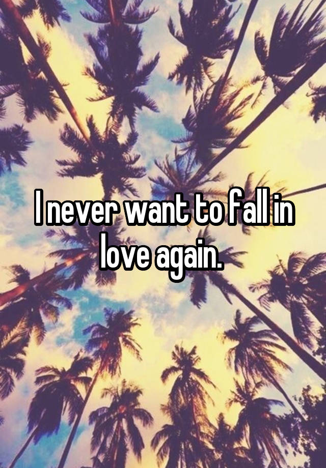 I never want to fall in love again. 