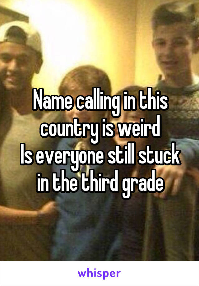 Name calling in this country is weird
Is everyone still stuck in the third grade