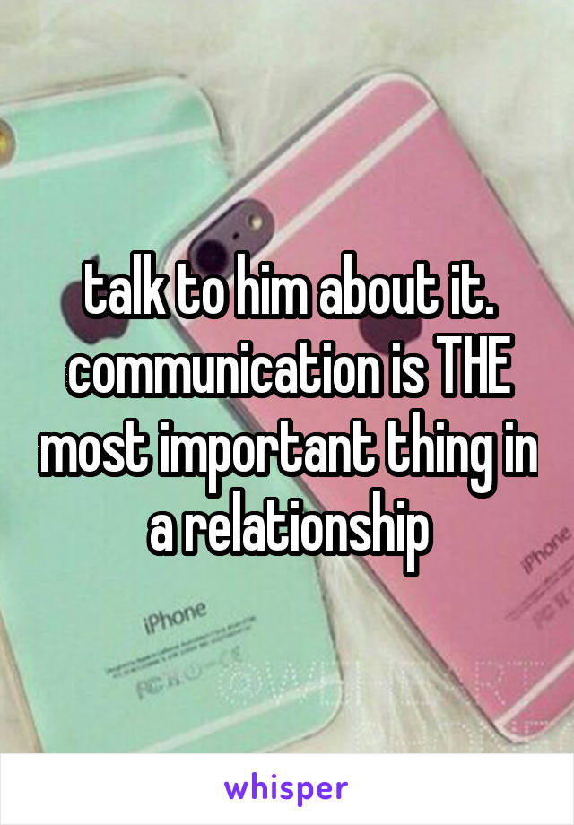 talk to him about it. communication is THE most important thing in a relationship