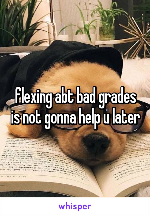 flexing abt bad grades is not gonna help u later