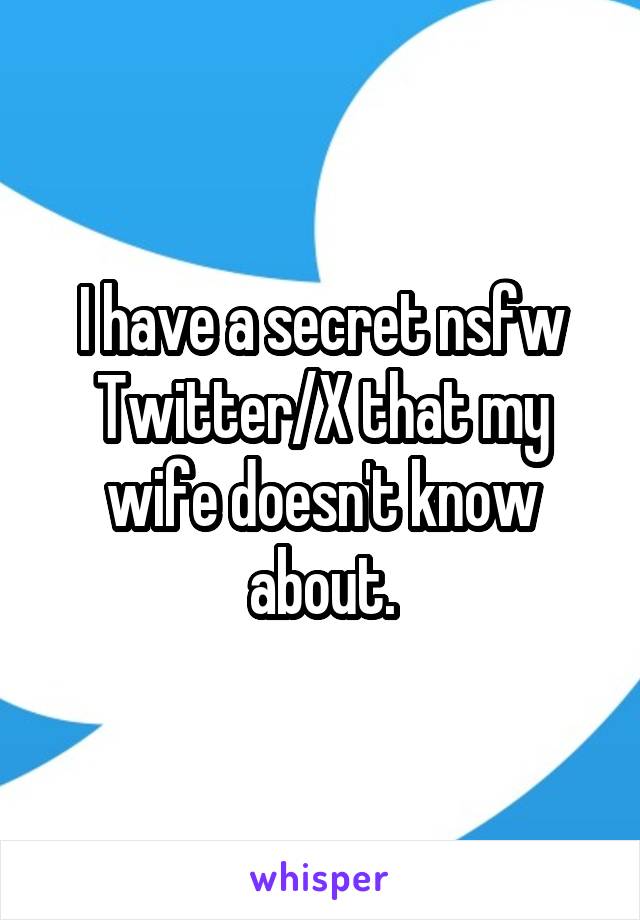 I have a secret nsfw Twitter/X that my wife doesn't know about.