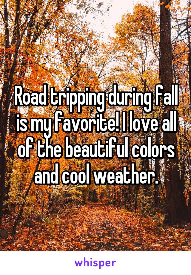 Road tripping during fall is my favorite! I love all of the beautiful colors and cool weather.