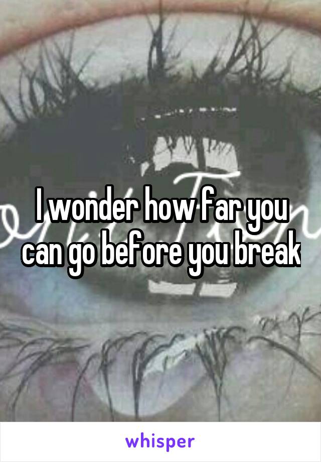 I wonder how far you can go before you break