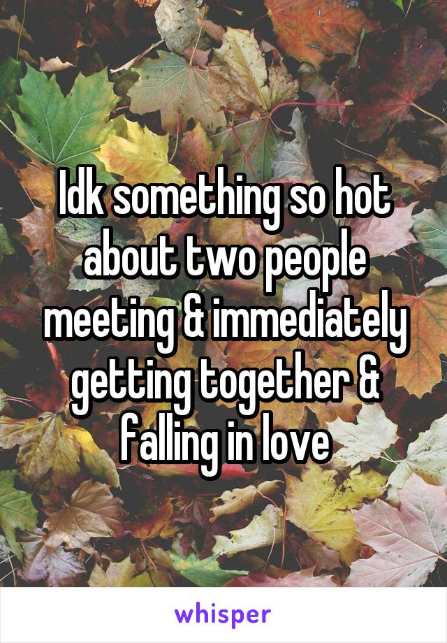 Idk something so hot about two people meeting & immediately getting together & falling in love