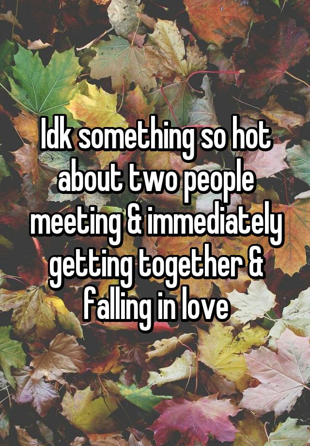 Idk something so hot about two people meeting & immediately getting together & falling in love