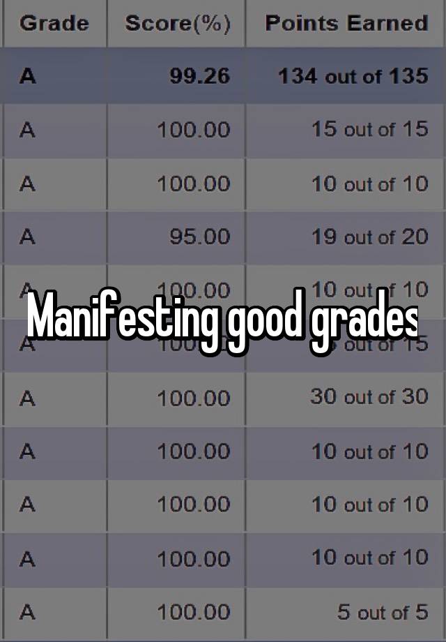 Manifesting good grades