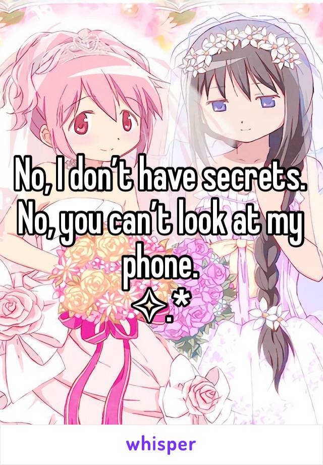 No, I don’t have secrets.
No, you can’t look at my phone. 
✧.*