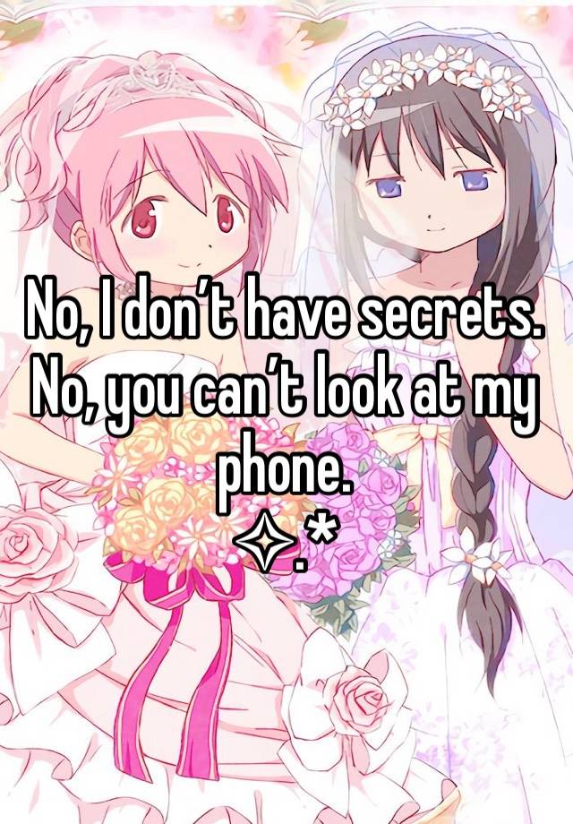 No, I don’t have secrets.
No, you can’t look at my phone. 
✧.*