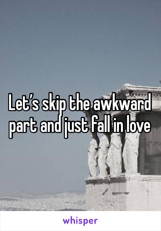 Let’s skip the awkward part and just fall in love 