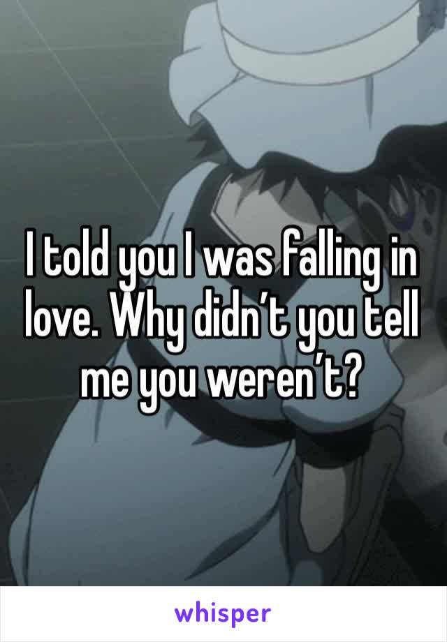 I told you I was falling in love. Why didn’t you tell me you weren’t?