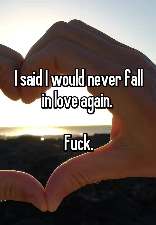 I said I would never fall in love again. 
 
Fuck.