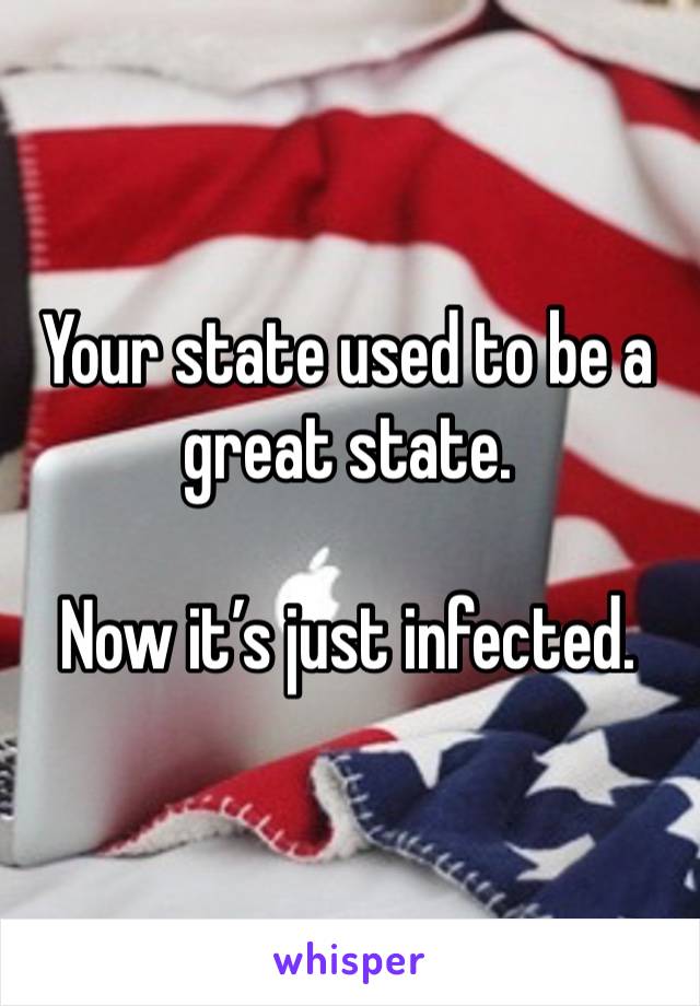 Your state used to be a great state.

Now it’s just infected.