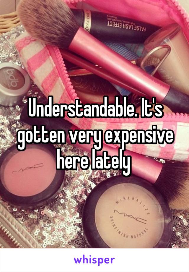 Understandable. It's gotten very expensive here lately 