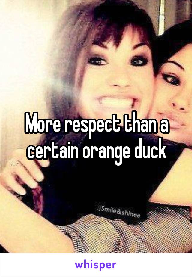 More respect than a certain orange duck