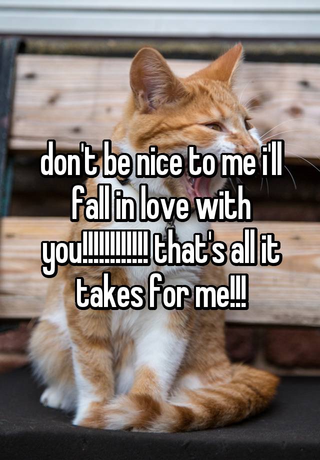 don't be nice to me i'll fall in love with you!!!!!!!!!!!! that's all it takes for me!!!