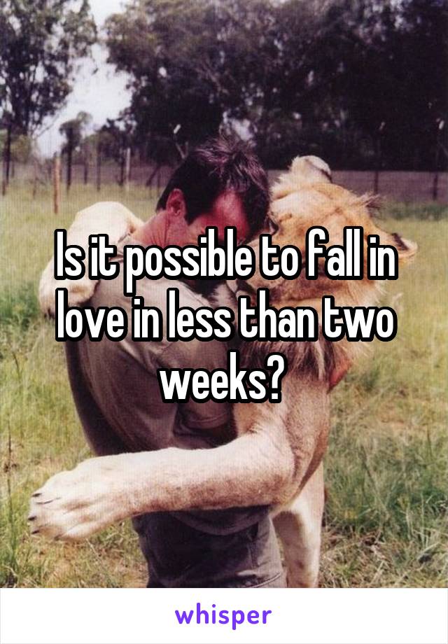 Is it possible to fall in love in less than two weeks? 