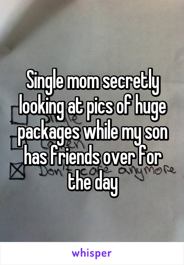 Single mom secretly looking at pics of huge packages while my son has friends over for the day