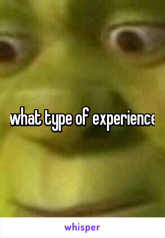 what type of experience