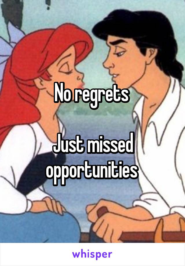 No regrets 

Just missed opportunities 