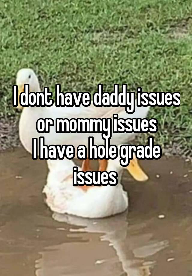 I dont have daddy issues or mommy issues
I have a hole grade issues 