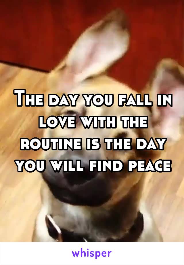 The day you fall in love with the routine is the day you will find peace