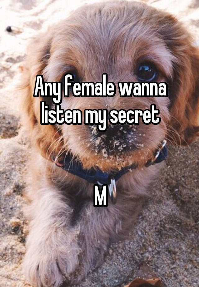 Any female wanna listen my secret


M