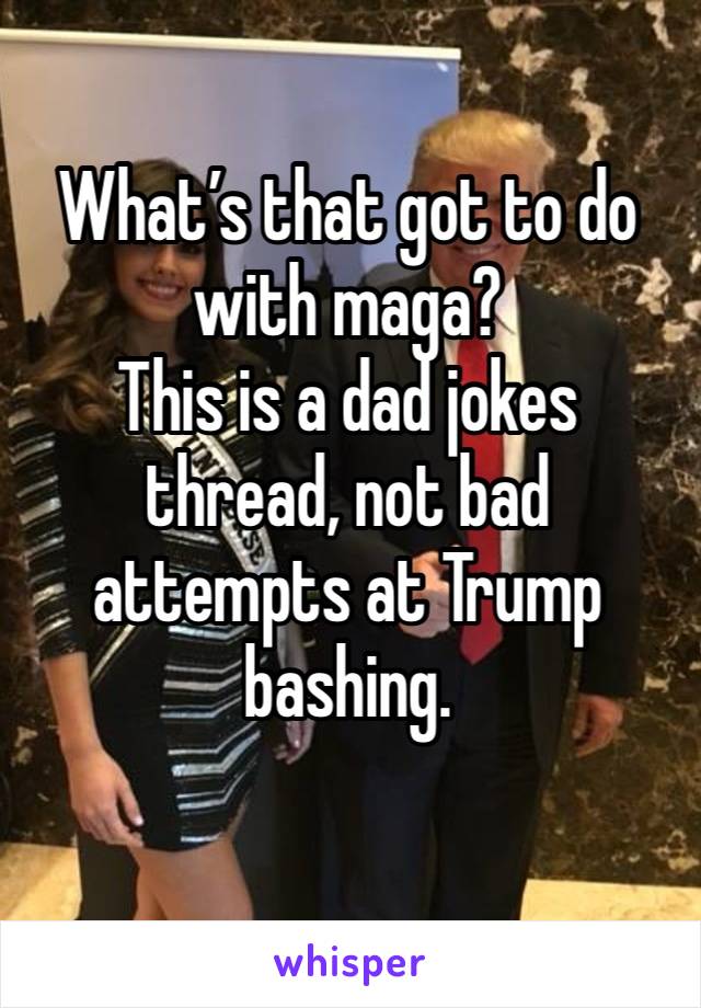 What’s that got to do with maga? 
This is a dad jokes thread, not bad attempts at Trump bashing. 
