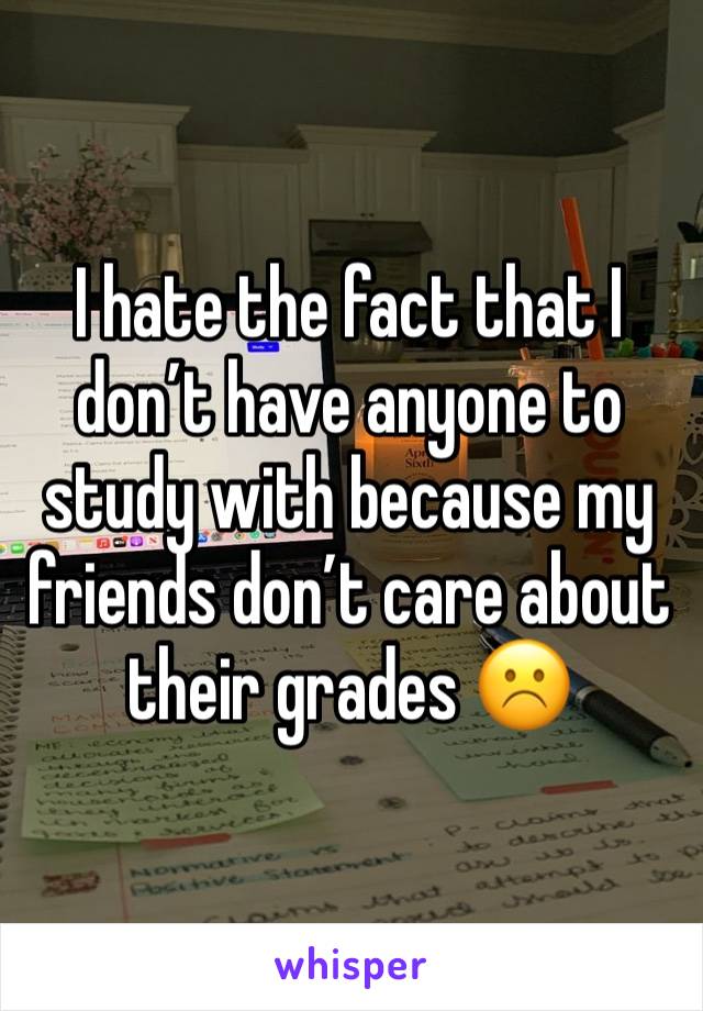 I hate the fact that I don’t have anyone to study with because my friends don’t care about their grades ☹️