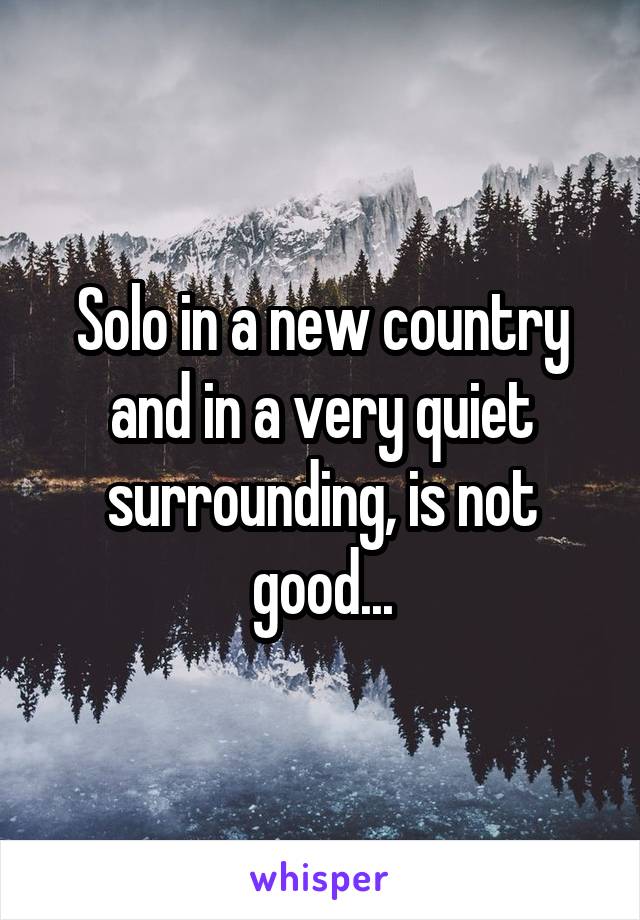 Solo in a new country and in a very quiet surrounding, is not good...