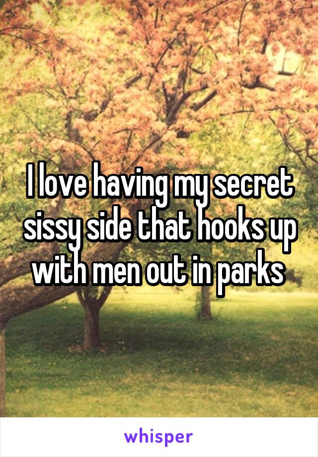 I love having my secret sissy side that hooks up with men out in parks 