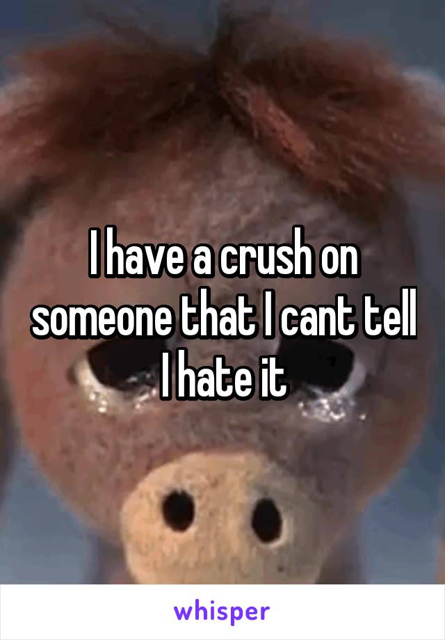 I have a crush on someone that I cant tell I hate it