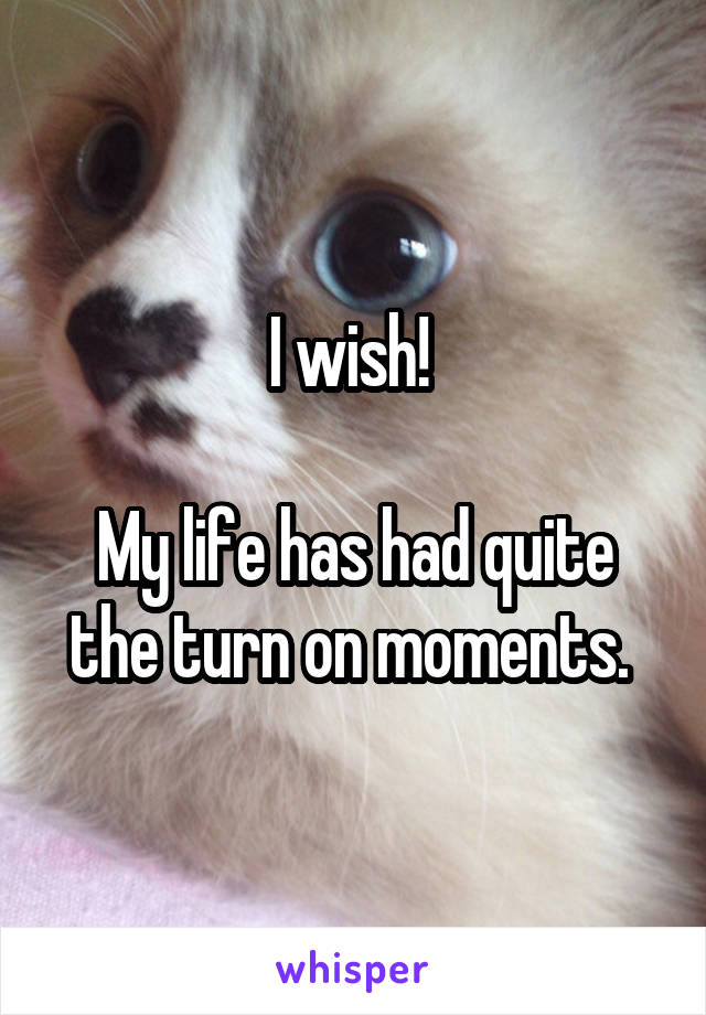 I wish! 

My life has had quite the turn on moments. 