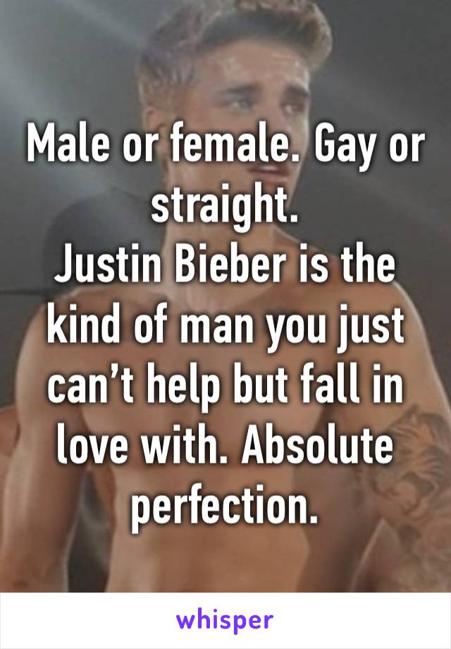 Male or female. Gay or straight. 
Justin Bieber is the kind of man you just can’t help but fall in love with. Absolute perfection.