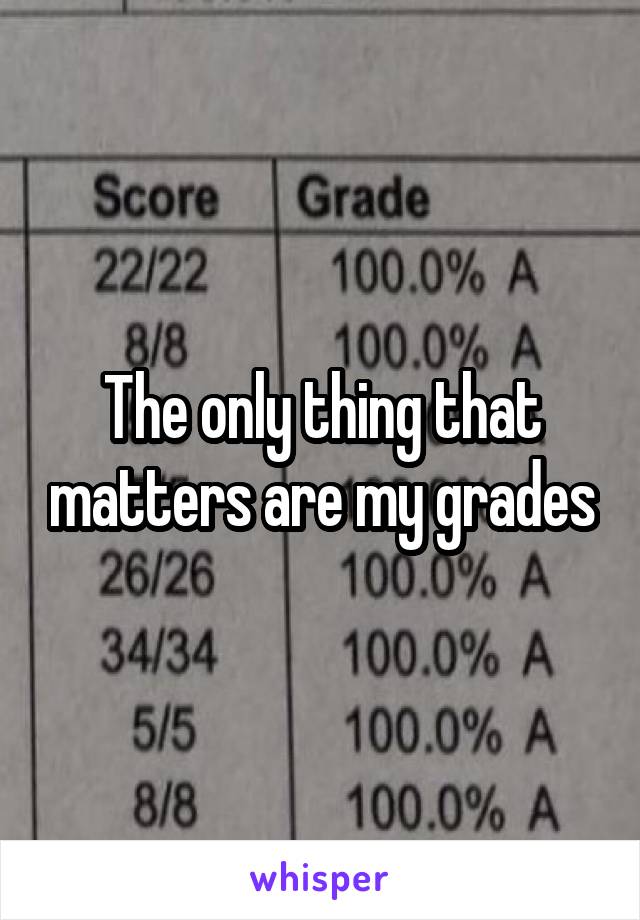 The only thing that matters are my grades