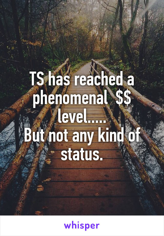 TS has reached a phenomenal  $$
level.....
But not any kind of status.